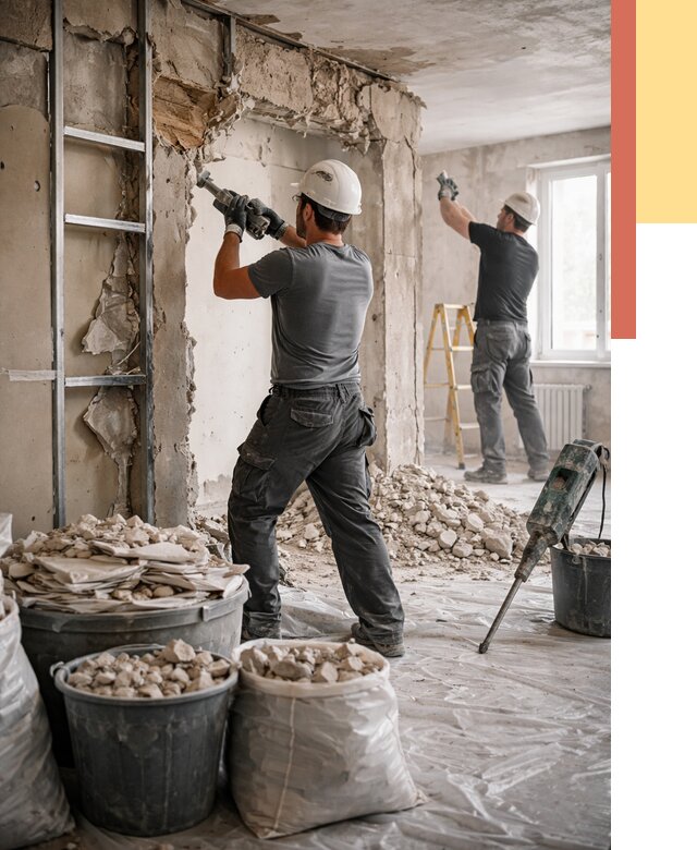 Демонтажные работы в Куйбышеве от 2800 руб. — услуги и цена под ключ | ОТДЕЛОЧНИК-Кбш