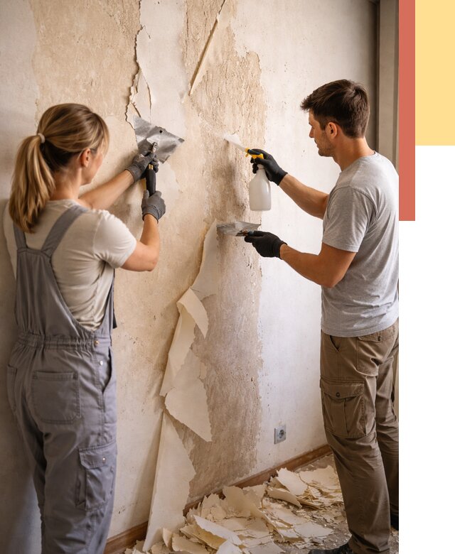 Снятие старых обоев в Куйбышеве от 5444 руб. под ключ недорого | ОТДЕЛОЧНИК-Кбш