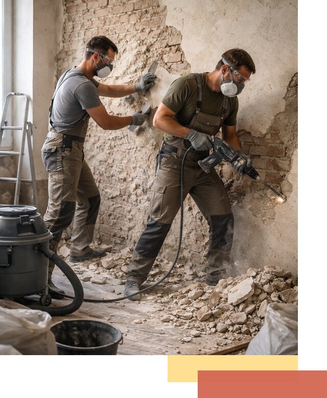 Демонтаж штукатурки со стен в Куйбышеве быстро и аккуратно