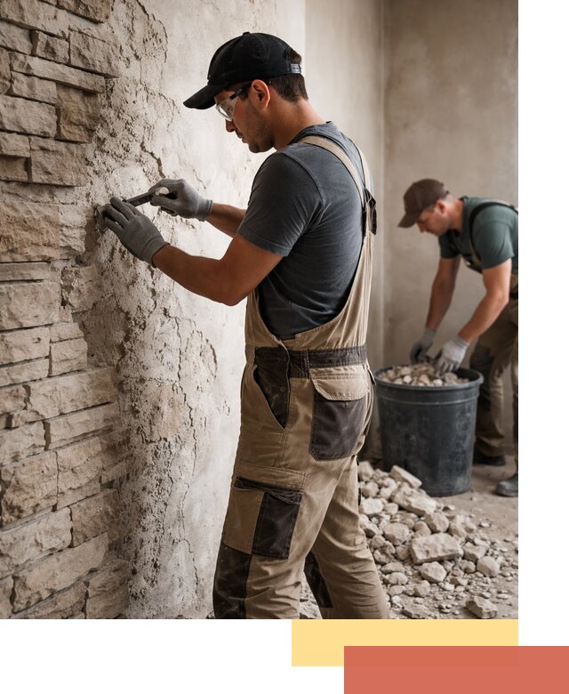 Демонтаж декоративного камня в Куйбышеве профессионально и безопасно