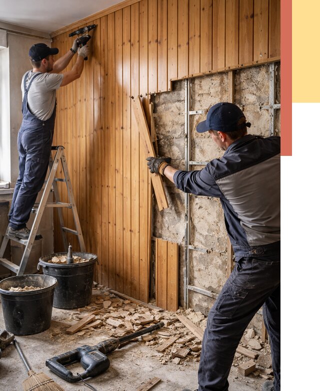 Демонтаж вагонки со стен в Куйбышеве от 1504 руб. — снятие, удаление, срочно | ОТДЕЛОЧНИК-Кбш