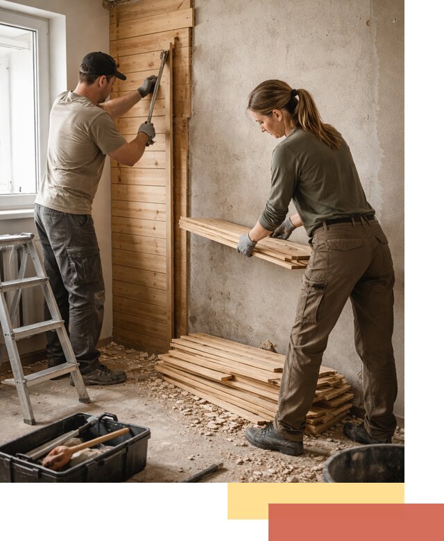 Демонтаж вагонки со стен в Куйбышеве — профессиональный демонтаж