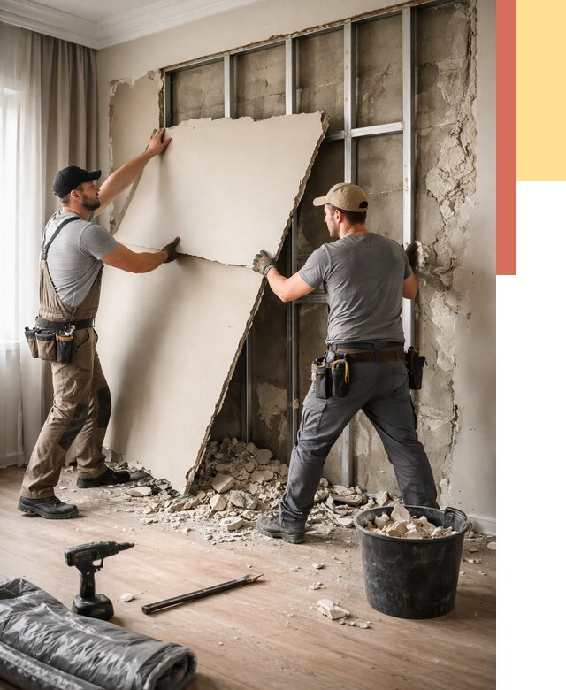 Демонтаж гипсокартона со стен в Куйбышеве от 363 руб. — услуги демонтажа | ОТДЕЛОЧНИК-Кбш