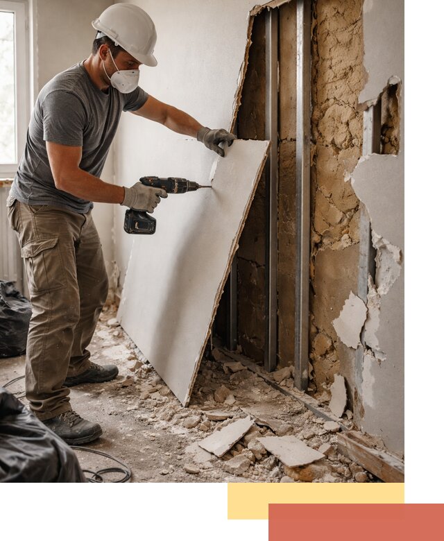 Демонтаж гипсокартона со стен в Куйбышеве качественно и быстро