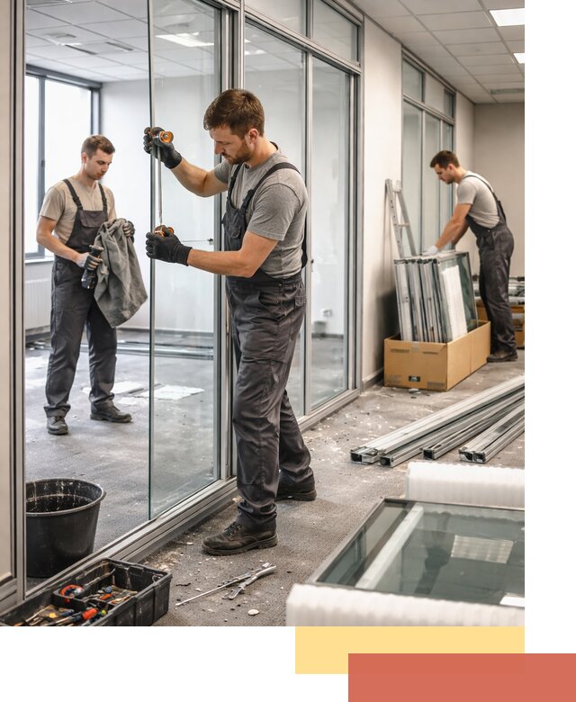 Демонтаж стеклянных перегородок в Куйбышеве быстро и безопасно