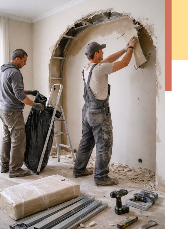 Демонтаж арки из гипсокартона в Куйбышеве от 3629 руб. — услуги под ключ | ОТДЕЛОЧНИК-Кбш