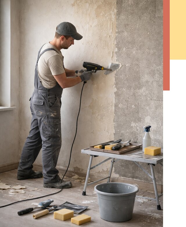 Очистка стен от клея в Куйбышеве от 1918 руб. — снятие и удаление клея со стен | ОТДЕЛОЧНИК-Кбш