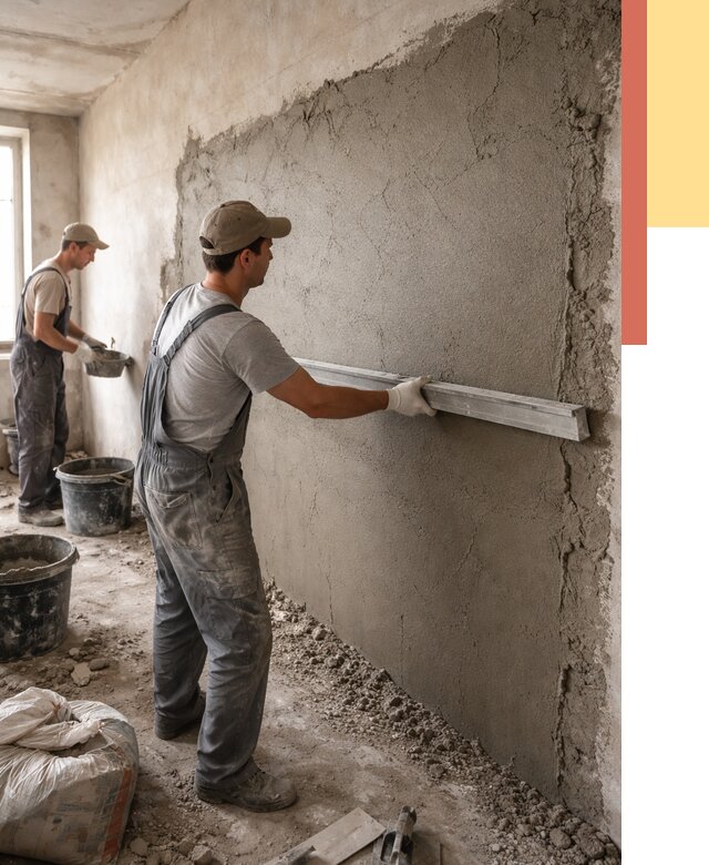 Цементная штукатурка стен в Куйбышеве от 4666 руб/м2 — быстро и недорого | ОТДЕЛОЧНИК-Кбш