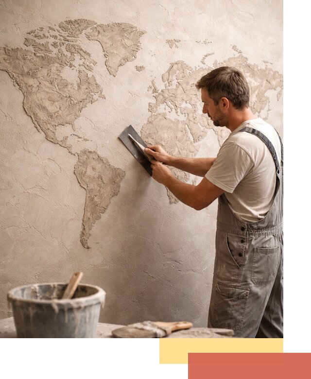 Декоративная штукатурка «Карта мира» под ключ в Куйбышеве