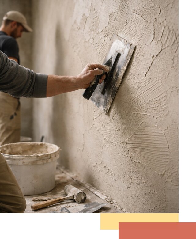 Фактурная штукатурка стен в Куйбышеве — монтаж, отделка, реставрация