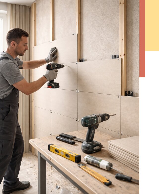 Монтаж МДФ панелей на стены в Куйбышеве от 1296 руб. под ключ | ОТДЕЛОЧНИК-Кбш