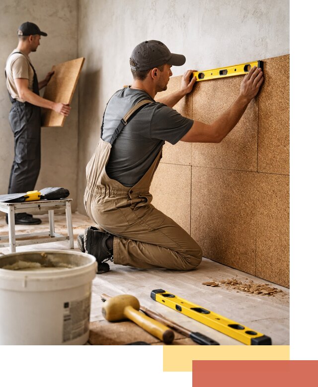 Монтаж пробковых панелей на стены в Куйбышеве быстро и качественно