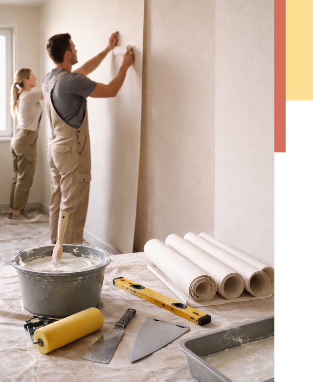 Поклейка бумажных обоев в Куйбышеве от 5703 руб./м2 — быстро и недорого | ОТДЕЛОЧНИК-Кбш