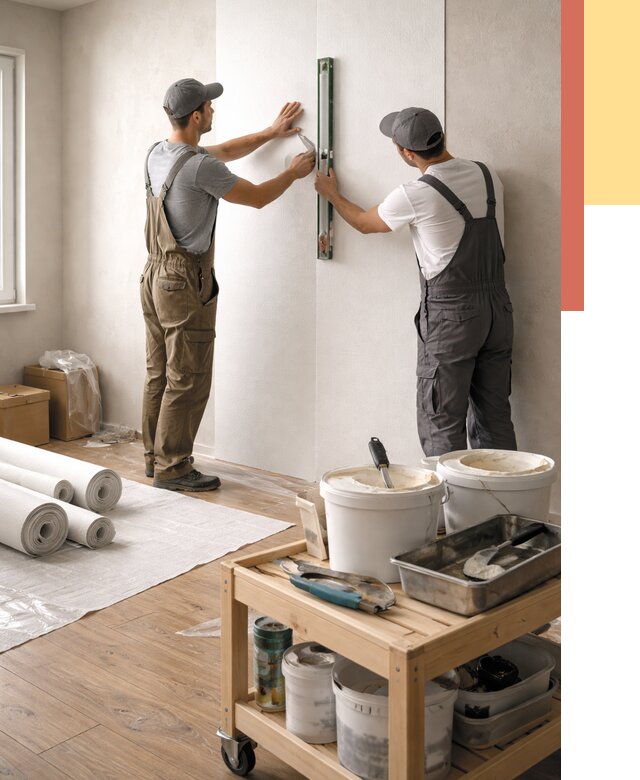 Поклейка стеклообоев в Куйбышеве от 6740 руб. за м2 — быстро и недорого | ОТДЕЛОЧНИК-Кбш