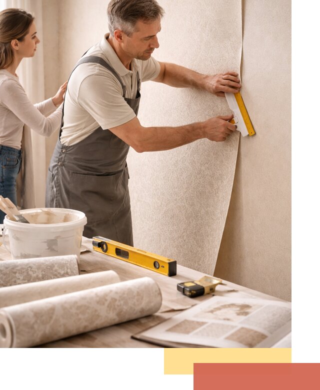 Поклейка обоев с подбором рисунка в Куйбышеве