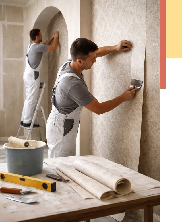 Поклейка обоев на сложные стены в Куйбышеве от 2903 руб. под ключ | ОТДЕЛОЧНИК-Кбш