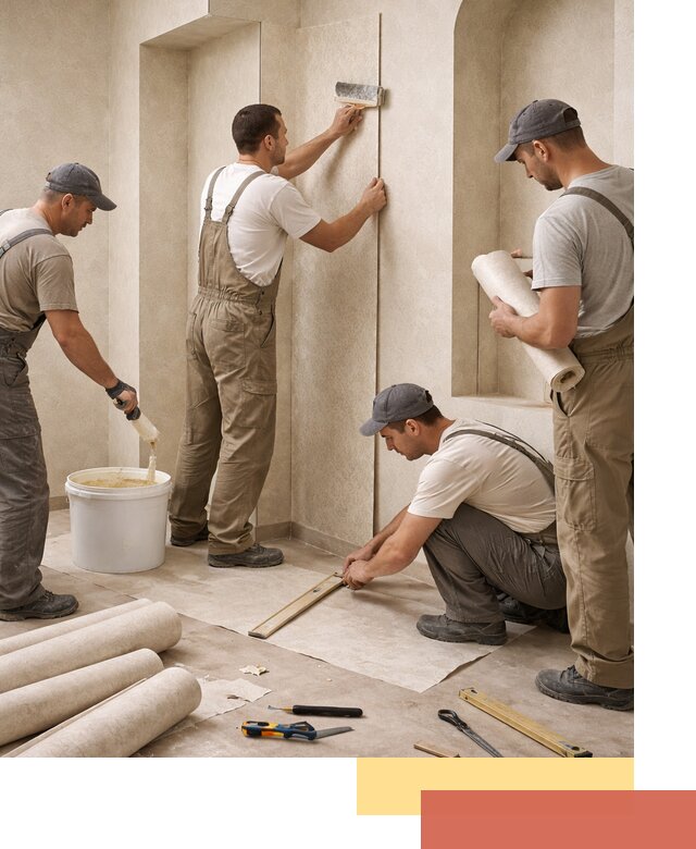 Поклейка обоев на сложные стены и неровные поверхности в Куйбышеве