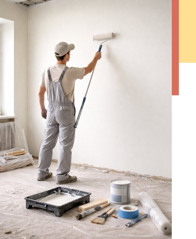 Покраска стен водоэмульсионной краской в Куйбышеве от 467 руб. за м² | ОТДЕЛОЧНИК-Кбш