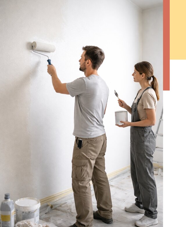 Окраска стен по стеклохолсту в Куйбышеве от 4666 руб/м² под ключ | ОТДЕЛОЧНИК-Кбш