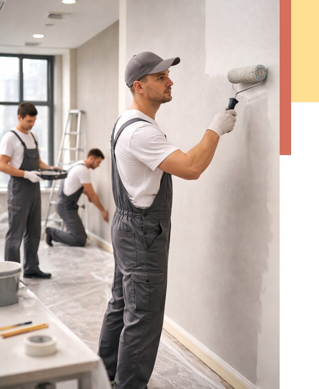 Покраска стен в офисе в Куйбышеве от 8814 руб. — быстро и недорого | ОТДЕЛОЧНИК-Кбш