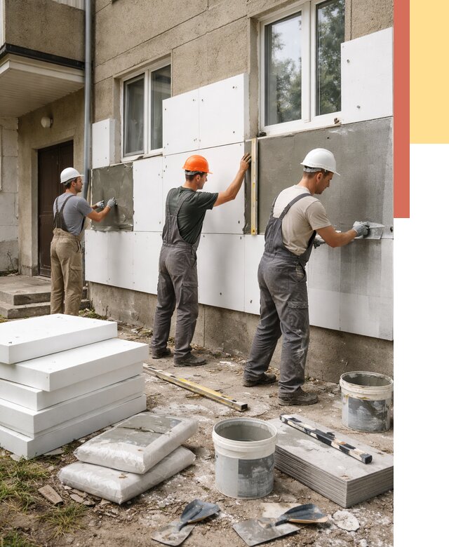 Утепление стен пенопластом в Куйбышеве от 1815 руб. — недорого и под ключ | ОТДЕЛОЧНИК-Кбш