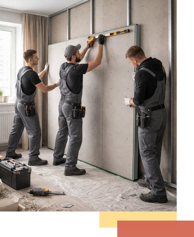 Шумоизоляция стен панелями ЗИПС в Куйбышеве для жилых и коммерческих помещений