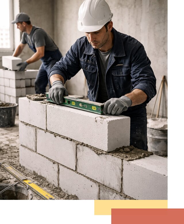 Кладка перегородок из пеноблока под ключ в Куйбышеве