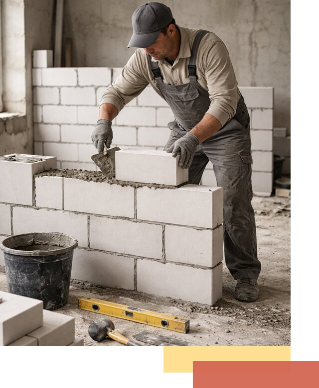 Кладка перегородок из силикатного блока в Куйбышеве