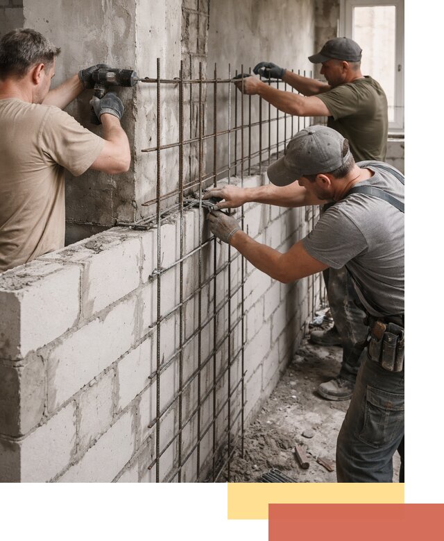 Армирование кладки перегородок в Куйбышеве профессионально и надёжно