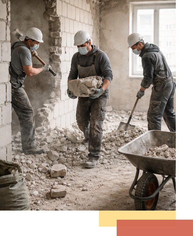 Демонтаж блочных перегородок в Куйбышеве быстро и аккуратно