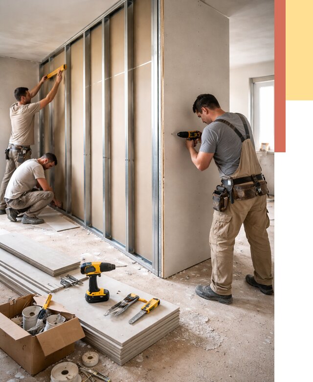 Монтаж однослойной перегородки из гипсокартона в Куйбышеве от 674 руб. | ОТДЕЛОЧНИК-Кбш