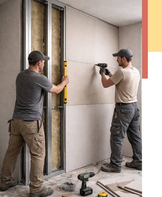 Монтаж двухслойной перегородки из гипсокартона в Куйбышеве от 1504 руб. | ОТДЕЛОЧНИК-Кбш