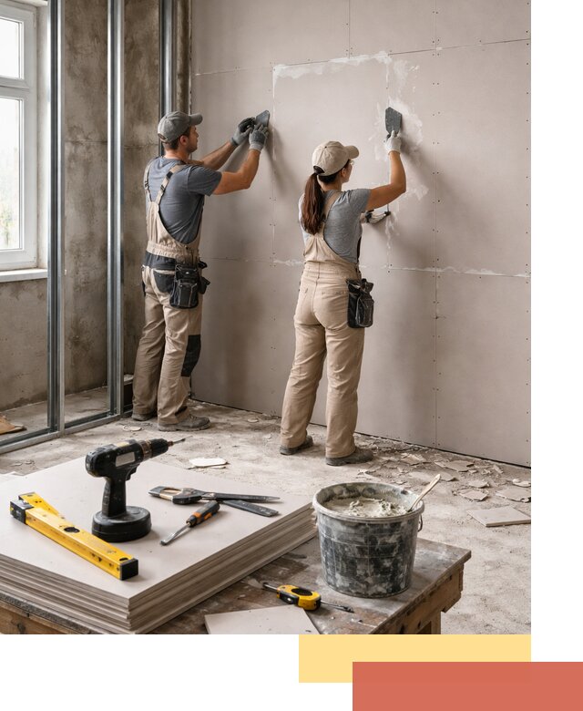 Монтаж двухслойной перегородки из гипсокартона в Куйбышеве