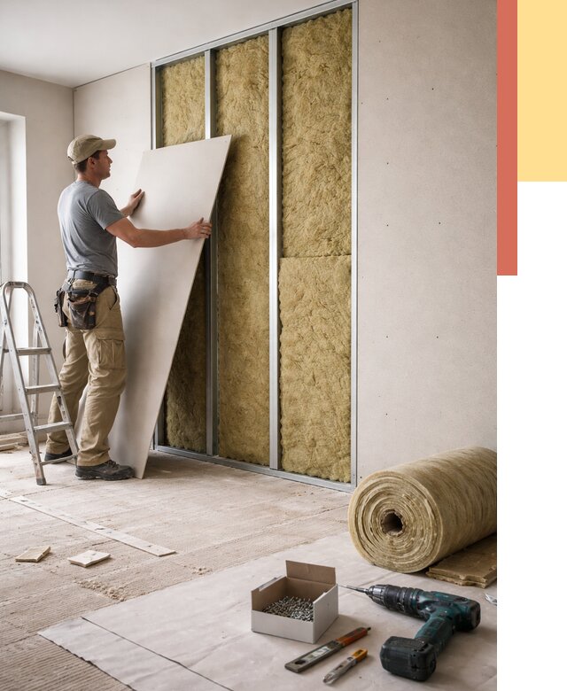 Перегородка из гипсокартона с шумоизоляцией в Куйбышеве от 3235 руб. | ОТДЕЛОЧНИК-Кбш