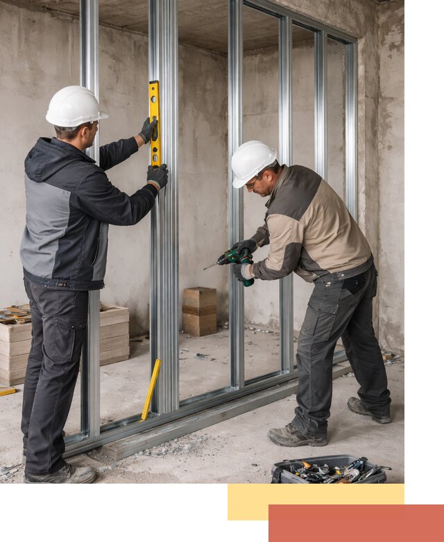 Монтаж каркаса перегородки из профиля в Куйбышеве