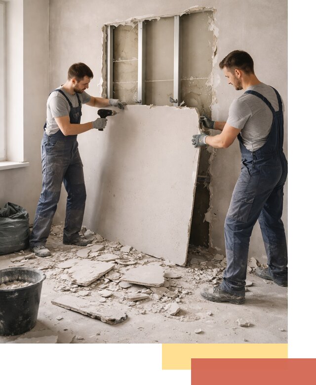 Демонтаж перегородки из гипсокартона в Куйбышеве быстрый и аккуратный