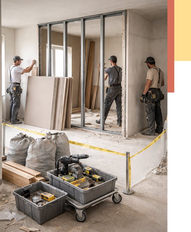 Перенос гипсокартонной перегородки в Куйбышеве под ключ от 4666 руб. | Демонтаж и монтаж – ОТДЕЛОЧНИК-Кбш