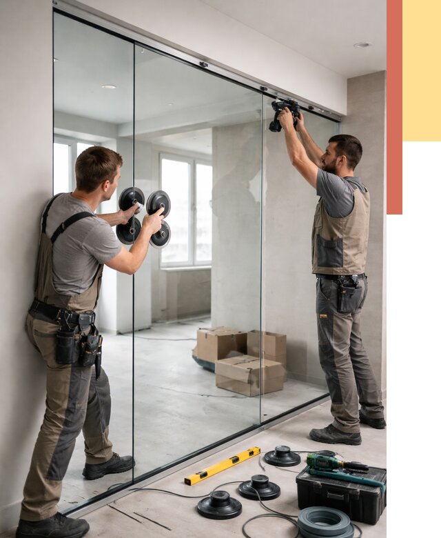 Монтаж стеклянных перегородок в Куйбышеве от 6740 руб. | ОТДЕЛОЧНИК-Кбш