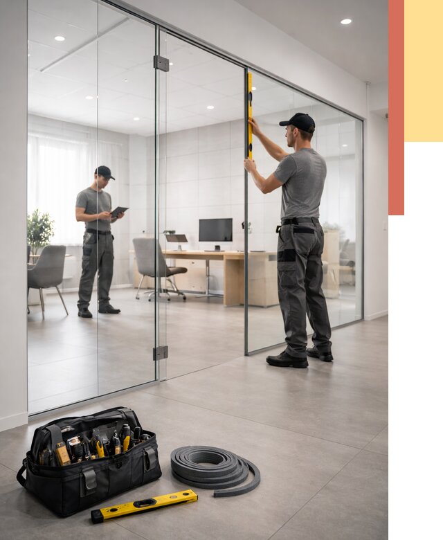 Цельностеклянные перегородки под ключ в Куйбышеве от 9851 руб. — монтаж и цены | ОТДЕЛОЧНИК-Кбш