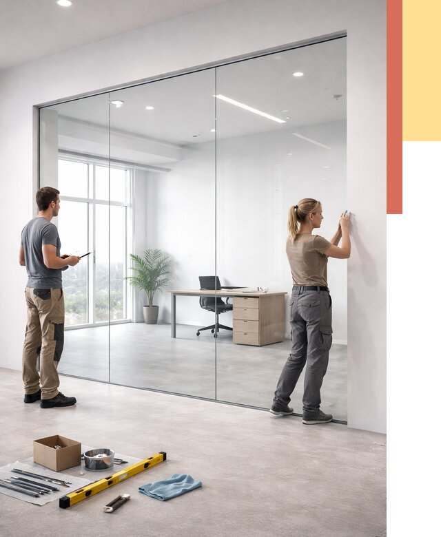 Перегородки из закаленного стекла в Куйбышеве от 9851 руб. под ключ | ОТДЕЛОЧНИК-Кбш