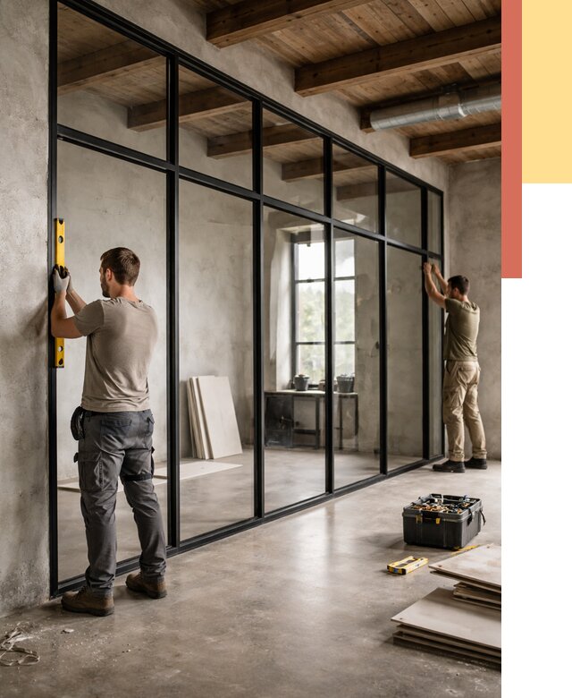 Стеклянные перегородки лофт в Куйбышеве от 10887 руб. под ключ | ОТДЕЛОЧНИК-Кбш