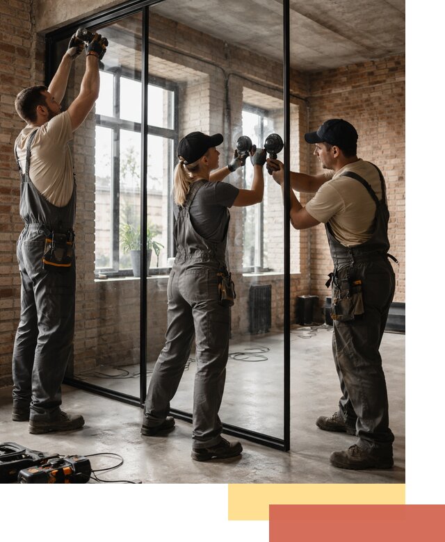 Стеклянные перегородки лофт — изготовление и монтаж в Куйбышеве