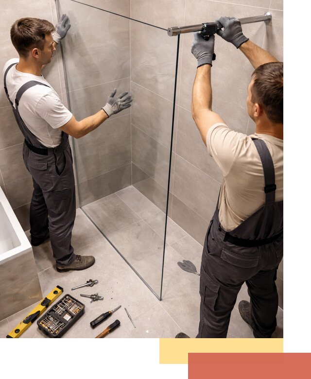 Стеклянные перегородки для душа в Куйбышеве — изготовление и монтаж