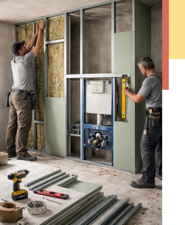 Установка сантехнических перегородок в Куйбышеве от 8814 руб. | ОТДЕЛОЧНИК-Кбш