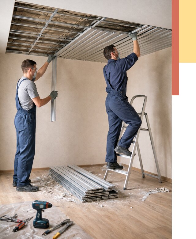 Демонтаж реечного потолка в Куйбышеве от 4666 руб. быстро и недорого | ОТДЕЛОЧНИК-Кбш