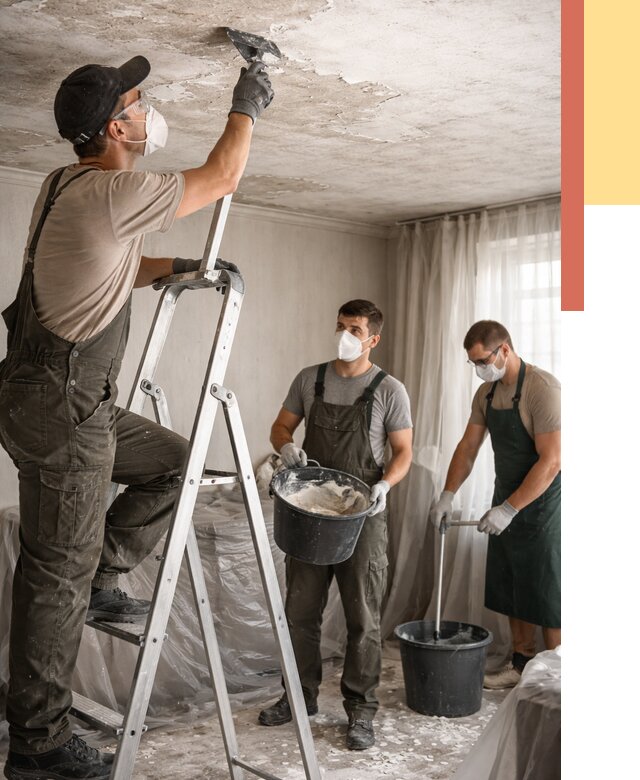 Удаление побелки с потолка в Куйбышеве от 2592 руб. быстро и недорого | ОТДЕЛОЧНИК-Кбш