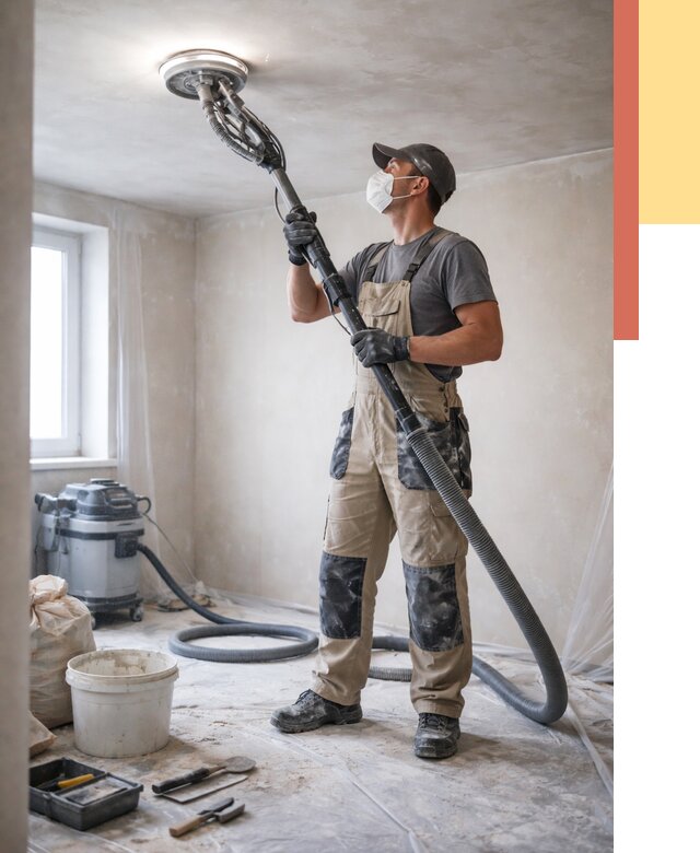 Шлифовка потолка в Куйбышеве от 3629 руб. — услуги шлифования потолка | ОТДЕЛОЧНИК-Кбш