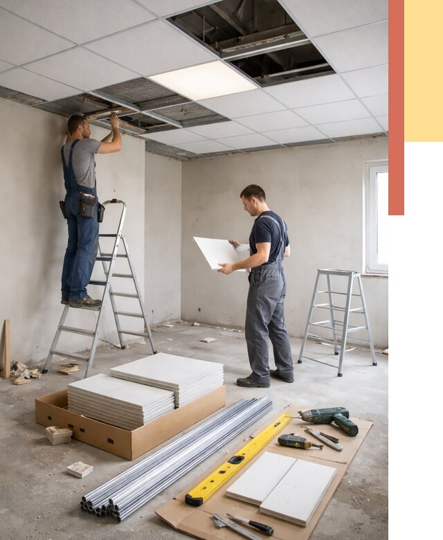 Монтаж потолка армстронг в Куйбышеве от 4666 руб/м2 — быстрая установка под ключ | ОТДЕЛОЧНИК-Кбш