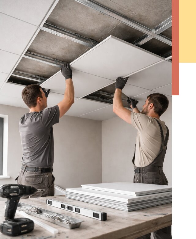 Монтаж кассетного потолка в Куйбышеве от 4666 руб/м2 — установка и сборка | ОТДЕЛОЧНИК-Кбш