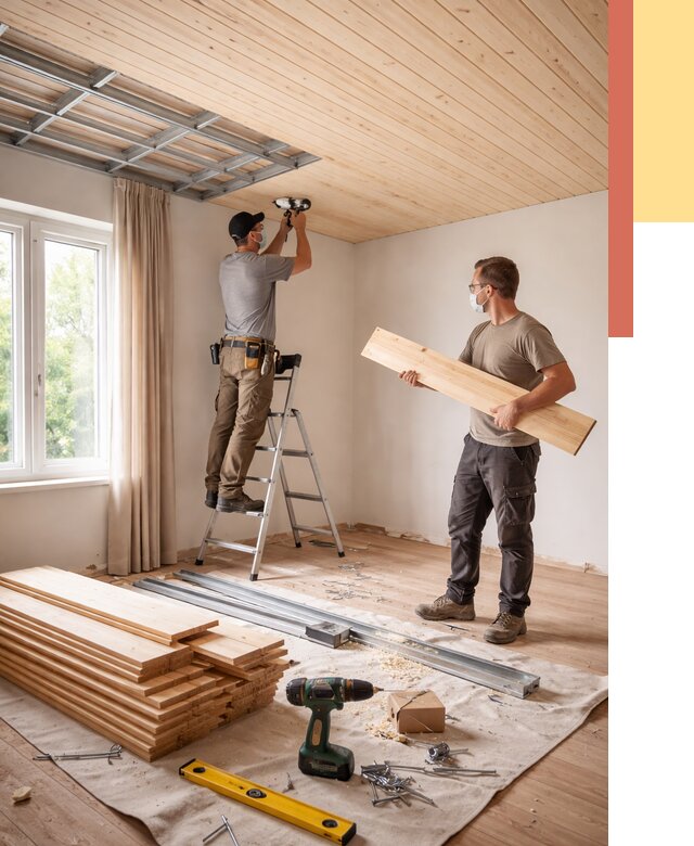 Монтаж потолка из вагонки в Куйбышеве от 6740 руб. | Быстро и недорого — ОТДЕЛОЧНИК-Кбш